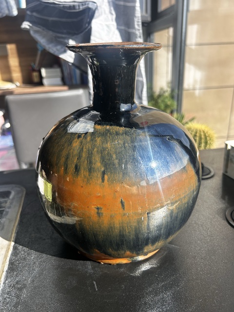 古玩陶瓷耀州窯兔毫釉撇口瓶真品鑒賞圖