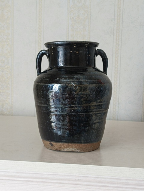 古玩陶瓷黑釉雙系罐真品鑒賞圖