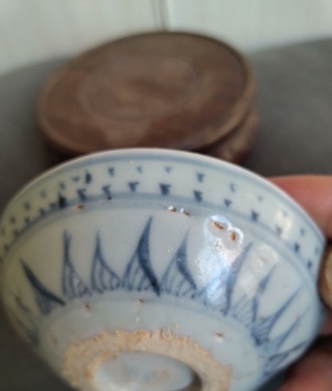 古玩陶瓷花鳥紋青花臥足洗真品鑒賞圖