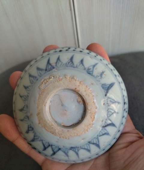 古玩陶瓷花鳥紋青花臥足洗真品鑒賞圖