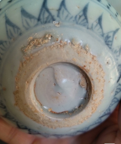 古玩陶瓷花鳥紋青花臥足洗真品鑒賞圖
