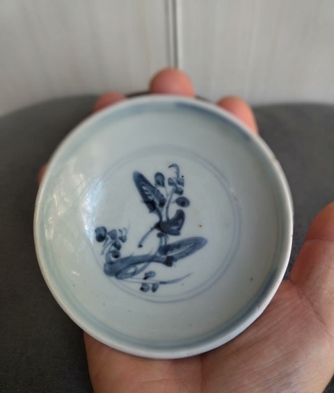 古玩陶瓷花鳥紋青花臥足洗真品鑒賞圖