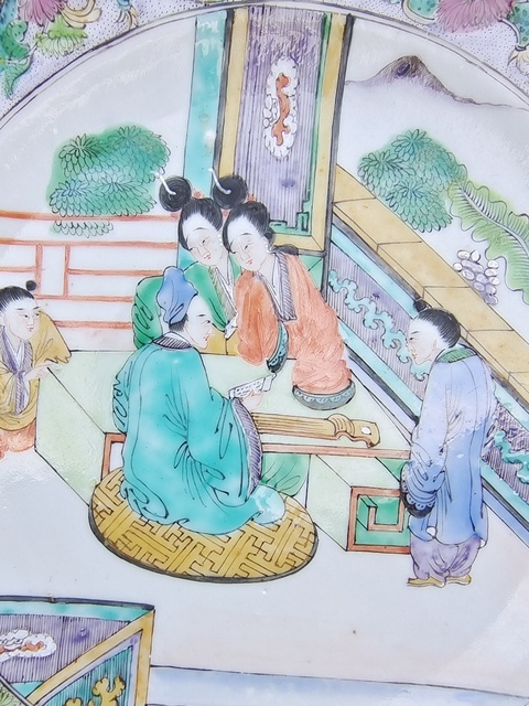 古玩陶瓷廣五彩故事人物盤真品鑒賞圖