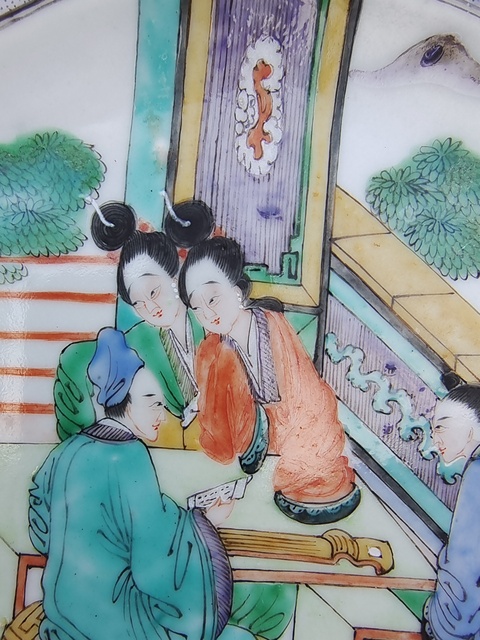 古玩陶瓷廣五彩故事人物盤真品鑒賞圖