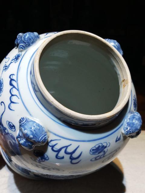 古玩陶瓷青花趕珠龍紋將軍罐真品鑒賞圖