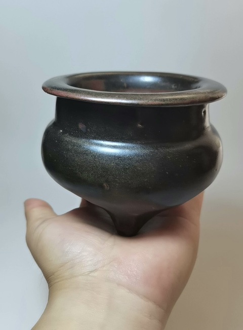 古玩陶瓷宋代黑釉鬲式爐真品鑒賞圖