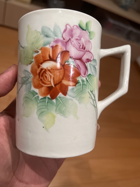 古玩陶瓷粉彩花卉馬克杯真品鑒賞圖