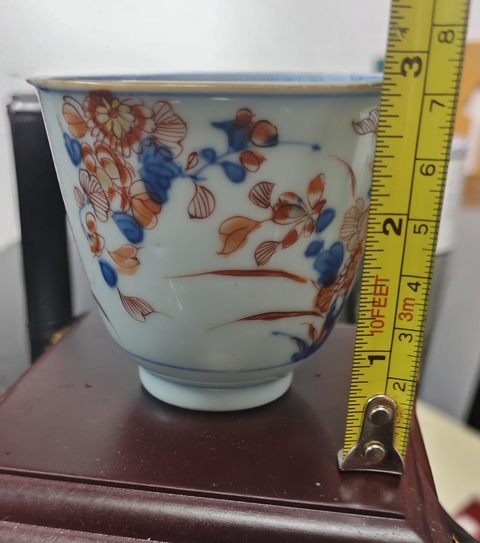 古玩陶瓷康熙青花礬紅描金杯真品鑒賞圖