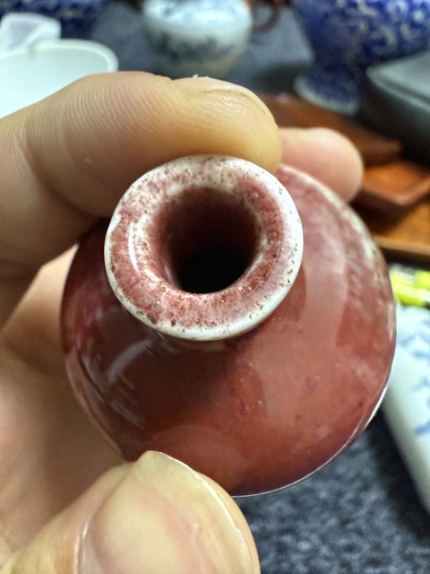 古玩陶瓷清中晚·豇豆紅釉鼻煙壺 真品鑒賞圖