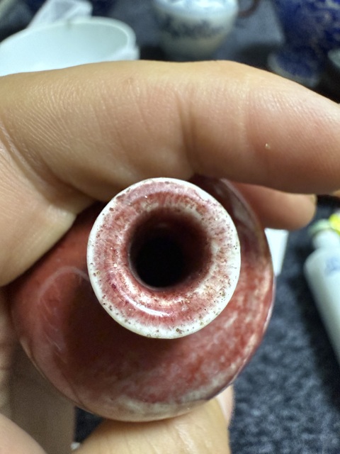 古玩陶瓷清中晚·豇豆紅釉鼻煙壺 真品鑒賞圖