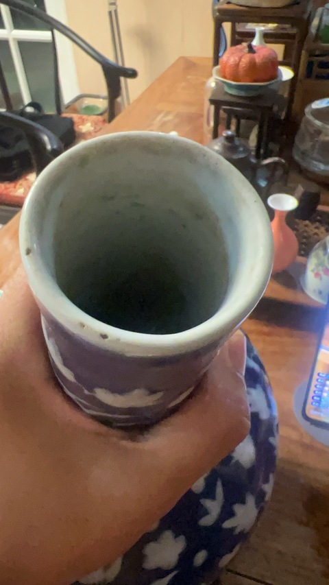 古玩陶瓷霽藍釉堆白花卉紋荸薺瓶真品鑒賞圖