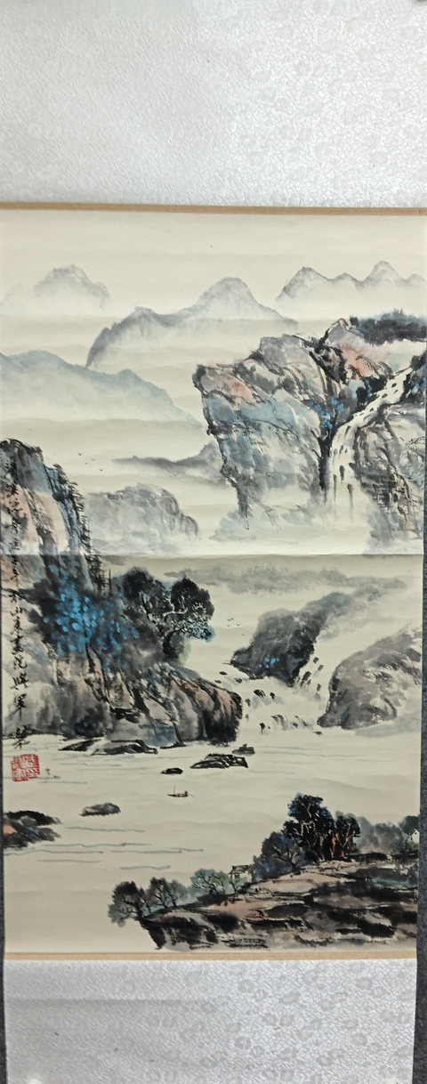 古玩字畫中美協會員武興軍  山水拍賣，當前價格680元