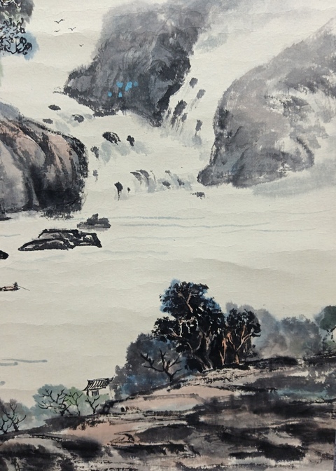 古玩字畫中美協會員武興軍  山水拍賣，當前價格680元