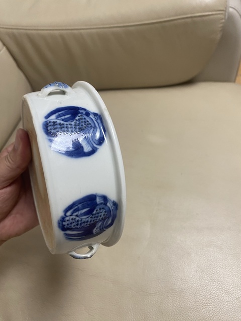 古玩陶瓷青花團鶴紋一品鍋真品鑒賞圖