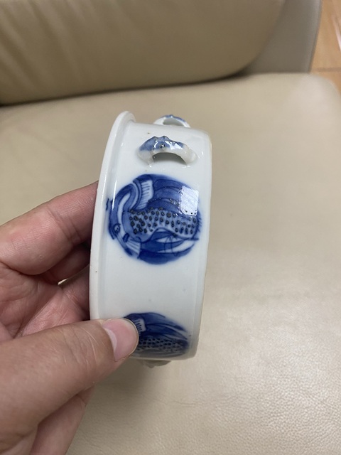 古玩陶瓷青花團鶴紋一品鍋真品鑒賞圖