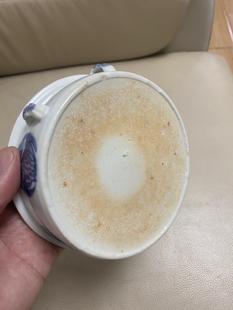古玩陶瓷青花團鶴紋一品鍋真品鑒賞圖