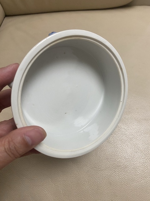 古玩陶瓷青花團鶴紋一品鍋真品鑒賞圖
