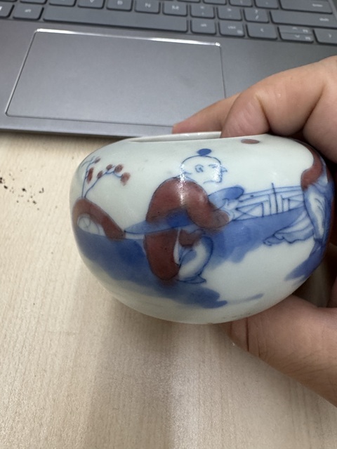 古玩陶瓷青花釉里紅攜琴訪友圖水洗拍賣，當(dāng)前價格9800元