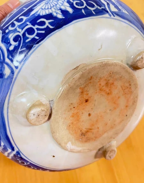 古玩陶瓷德化窯青花人物香爐真品鑒賞圖