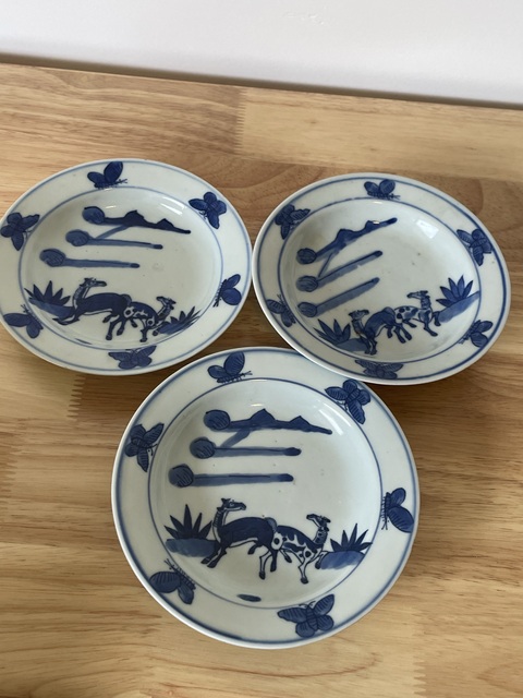 古玩陶瓷清中期青花駿馬圖折沿小碟3只拍賣,當前價格1200元