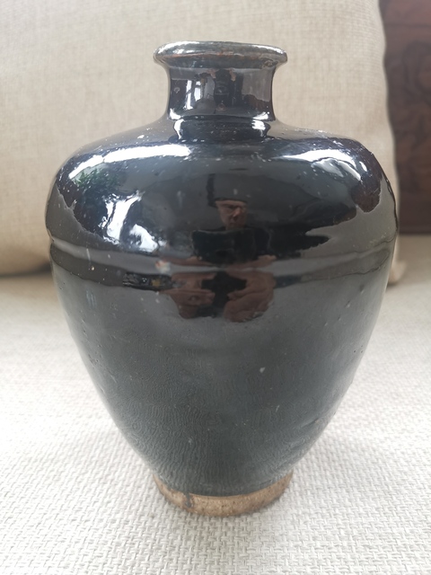 古玩陶瓷元末明初黑釉梅瓶真品鑒賞圖
