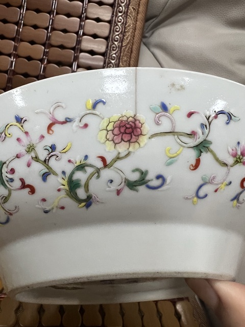 古玩陶瓷清晚期粉彩佛家八寶紋大盤真品鑒賞圖