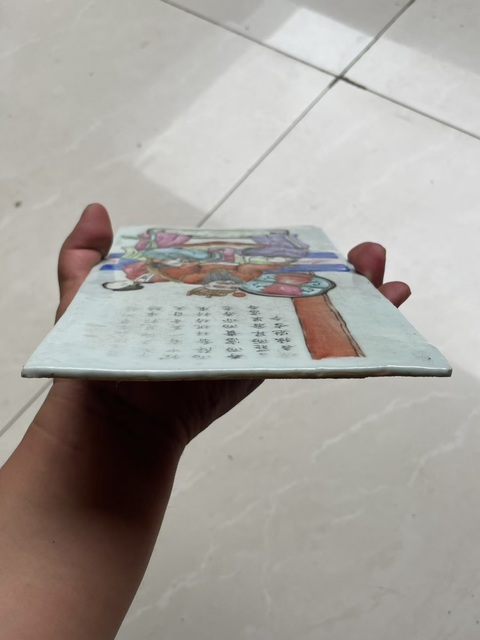 古玩陶瓷清同治粉彩人物故事圖詩文瓷板真品鑒賞圖