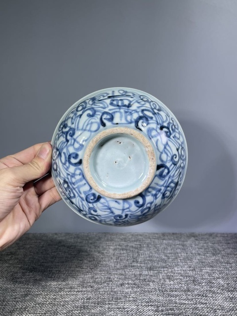 古玩陶瓷清中晚.青花花卉紋喜字碗拍賣，當前價格135元