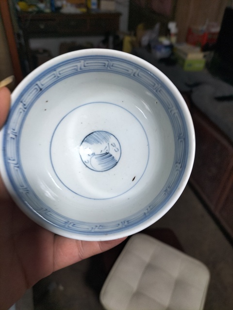古玩陶瓷青花山水紋蓋碗（日本）真品鑒賞圖