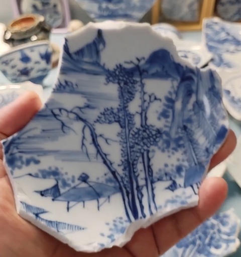古玩陶瓷青花山水人物標(biāo)本真品鑒賞圖