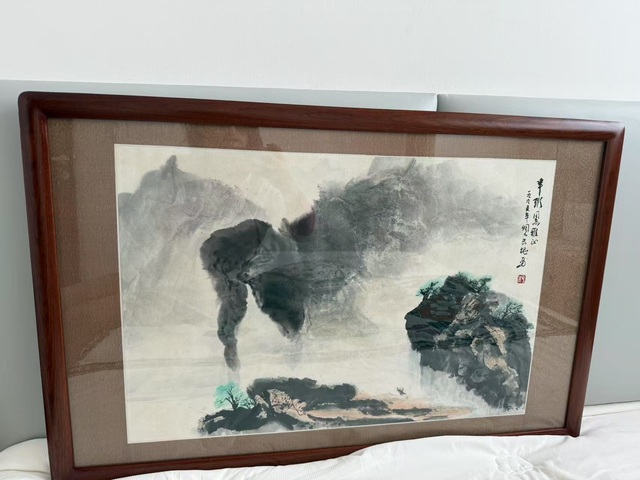 古玩字畫長(zhǎng)槐款寫意山水真品鑒賞圖