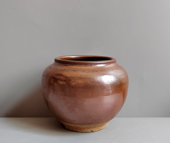 古玩陶瓷紫金釉茶入真品鑒賞圖