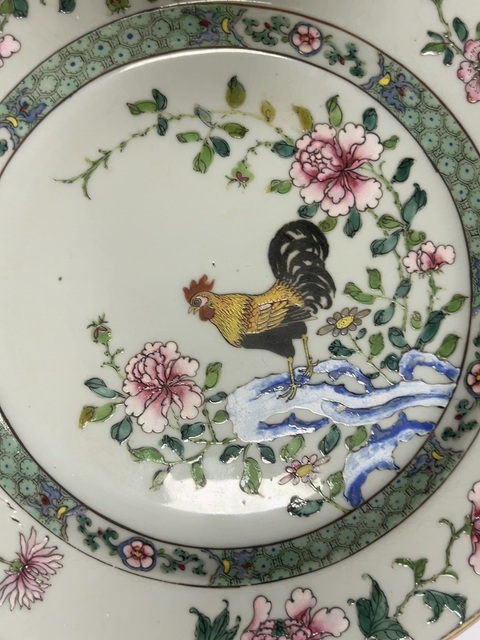 古玩陶瓷富貴大吉圖粉彩盤真品鑒賞圖