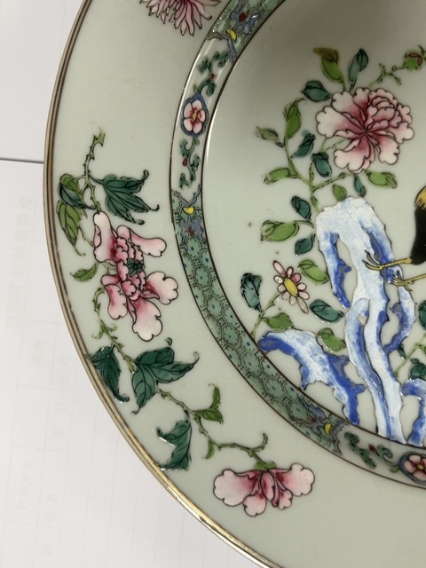 古玩陶瓷富貴大吉圖粉彩盤真品鑒賞圖