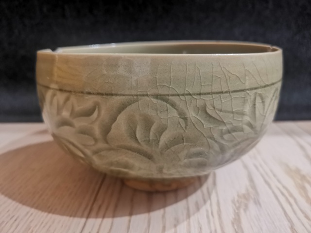 古玩陶瓷宋代耀州窯刻花缽真品鑒賞圖