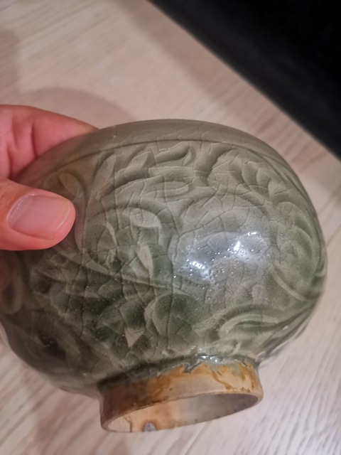 古玩陶瓷宋代耀州窯刻花缽真品鑒賞圖