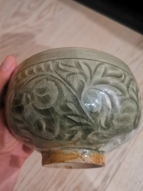 古玩陶瓷宋代耀州窯刻花缽真品鑒賞圖