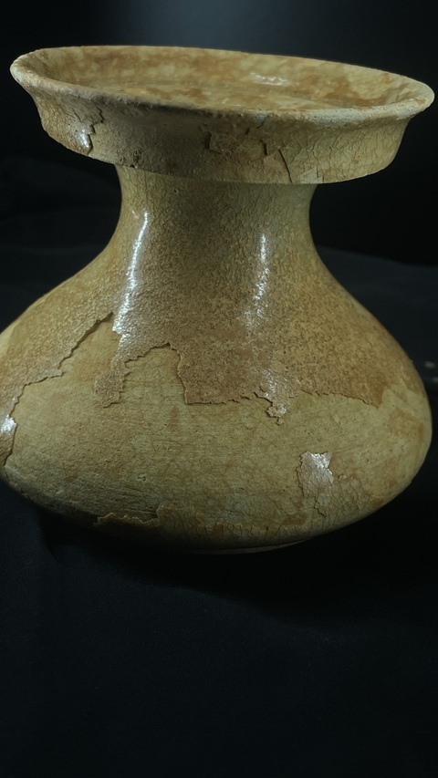 古玩陶瓷晉代洪州窯青釉盤(pán)口壺真品鑒賞圖