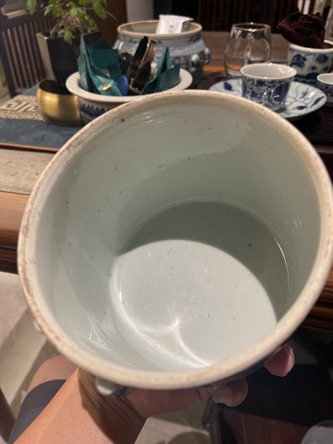 古玩陶瓷青花留白冰梅紋四系粥罐真品鑒賞圖
