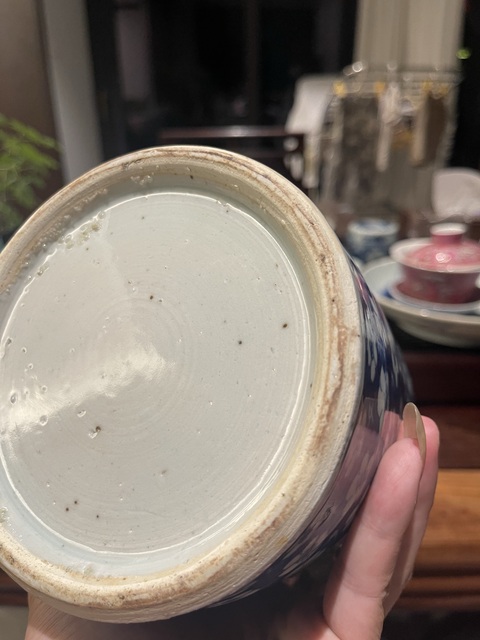 古玩陶瓷青花留白冰梅紋四系粥罐真品鑒賞圖