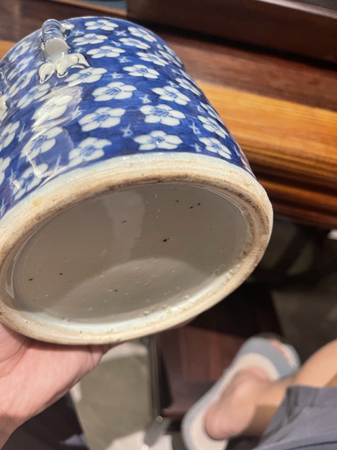 古玩陶瓷青花留白冰梅紋四系粥罐真品鑒賞圖