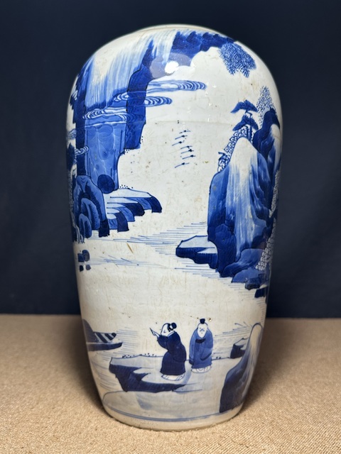 古玩陶瓷清康熙 青花人物紋瓶真品鑒賞圖
