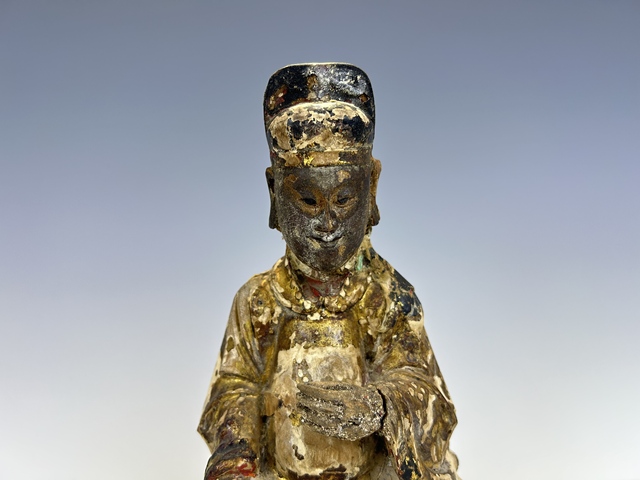 古玩雜項清代·文昌帝君金漆木雕造像真品鑒賞圖