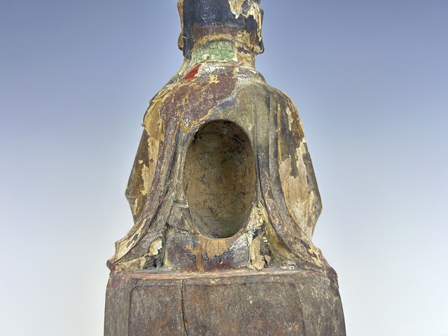 古玩雜項清代·文昌帝君金漆木雕造像真品鑒賞圖
