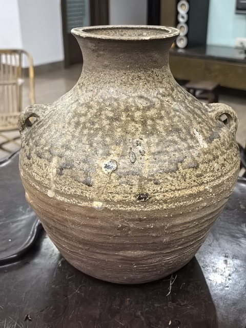 古玩陶瓷原始青瓷雙耳壺真品鑒賞圖