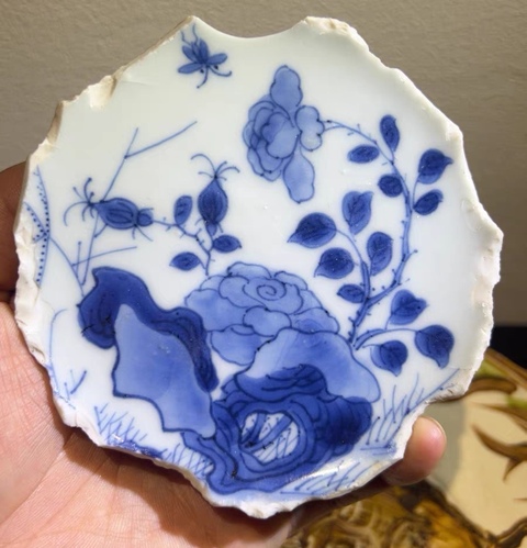 古玩陶瓷青花蝶戀花標本真品鑒賞圖