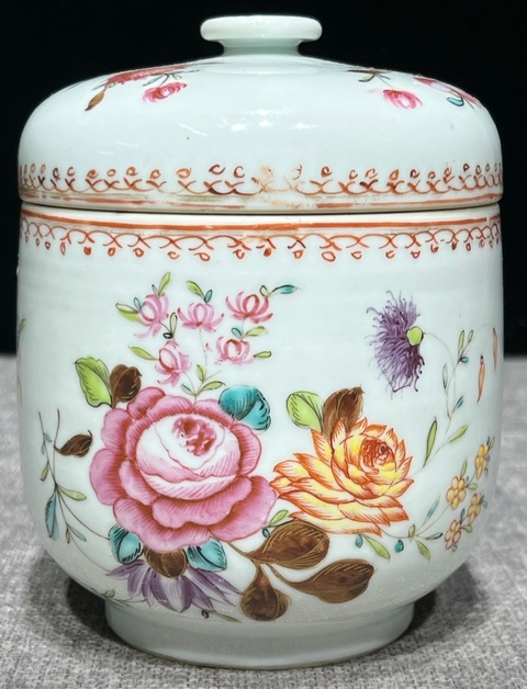 古玩陶瓷花卉紋蓋缸真品鑒賞圖