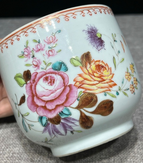 古玩陶瓷花卉紋蓋缸真品鑒賞圖