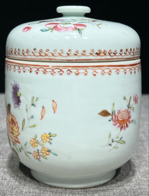 古玩陶瓷花卉紋蓋缸真品鑒賞圖