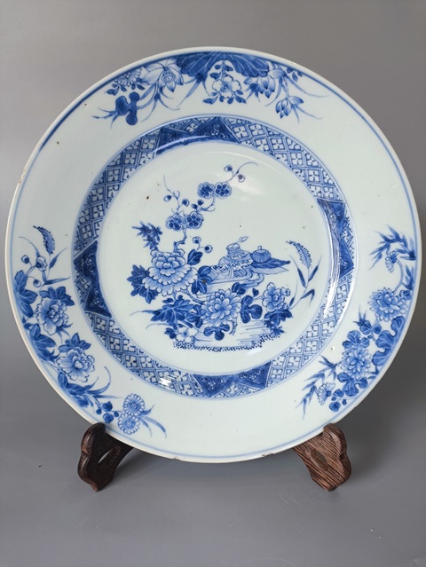 古玩陶瓷康熙青花盤拍賣，當(dāng)前價格101元